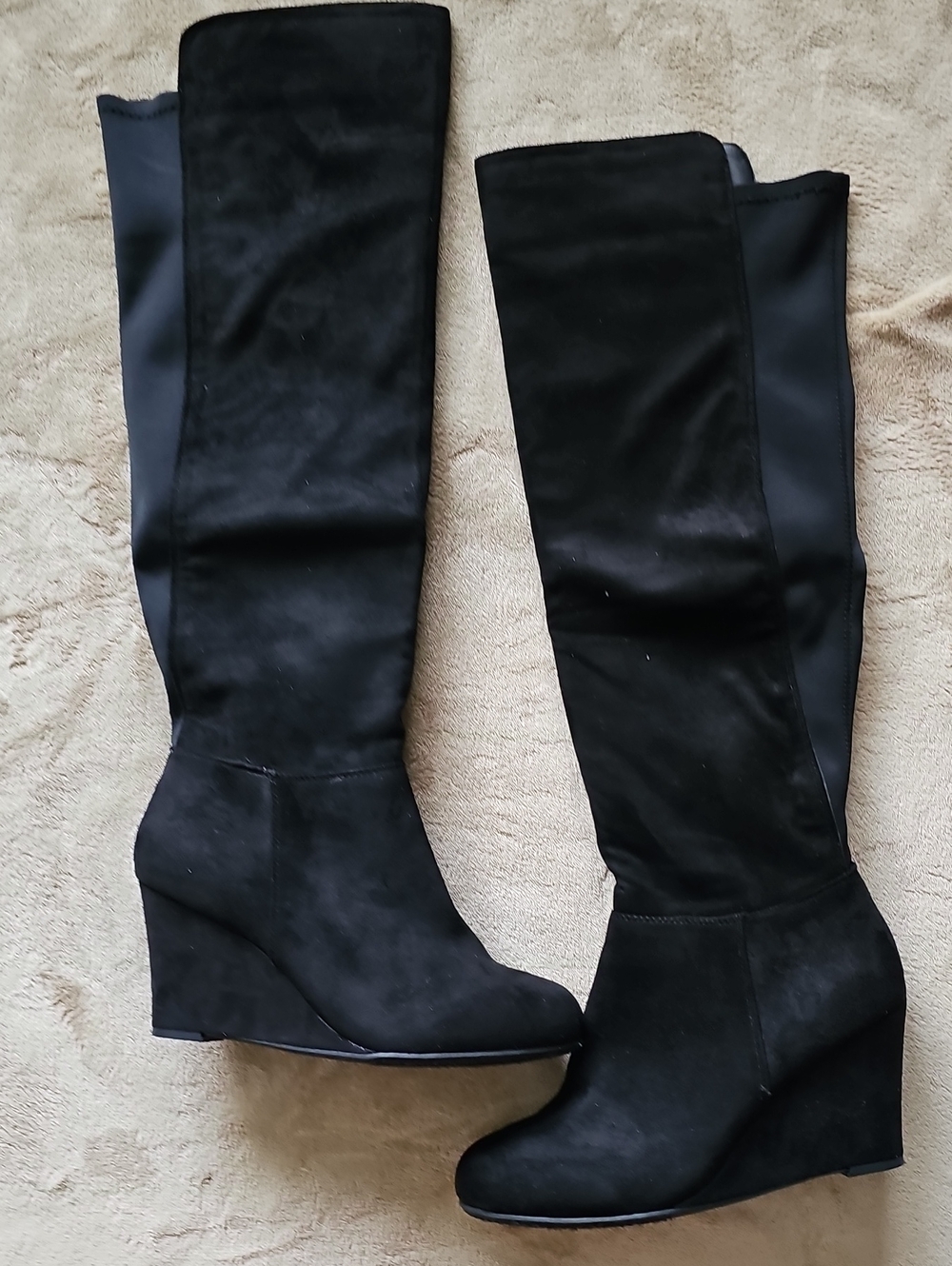 Chinese Laundry Black Over-the-Knee Wedge Boots